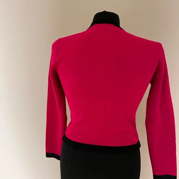 Zara Hot Pink Knit Jacket with Gold Accents - Picture 4 of 5